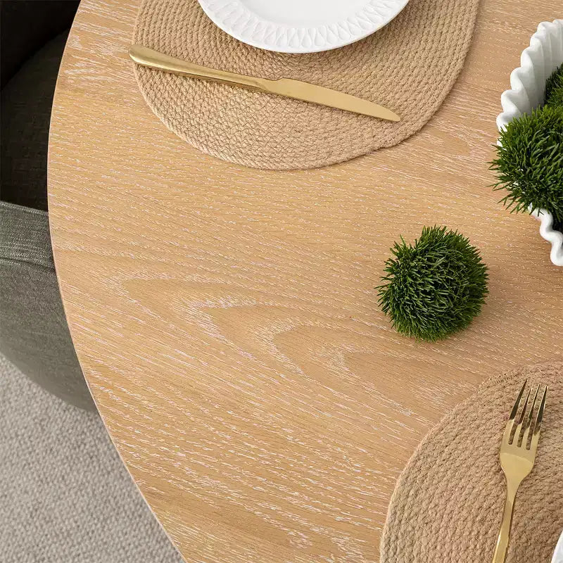 Modern 47 Round Pedestal Dining Table with Wood Grain Finish, 4-Person Round Kitchen Table for Dining Room or Small Spaces