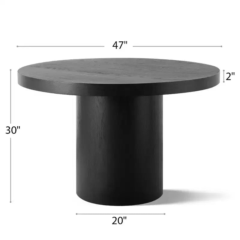 Modern 47 Round Pedestal Dining Table with Wood Grain Finish, 4-Person Round Kitchen Table for Dining Room or Small Spaces