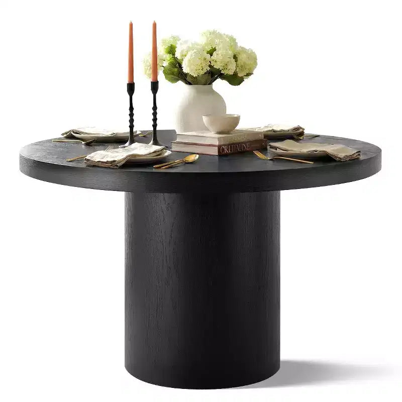 Modern 47 Round Pedestal Dining Table with Wood Grain Finish, 4-Person Round Kitchen Table for Dining Room or Small Spaces