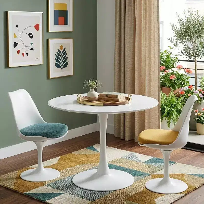 36 White Metal Dining Table