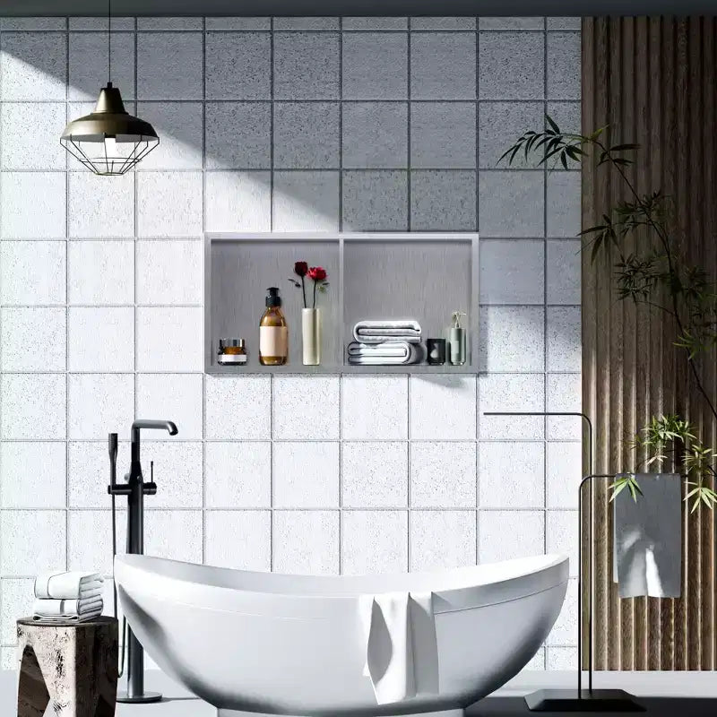 304 Stainless Steel No Tile Shower Niche, Waterproof Recessed Wall Shelf, Brushed Finish, for Bathroom Storage, Multiple Sizes & Compartments