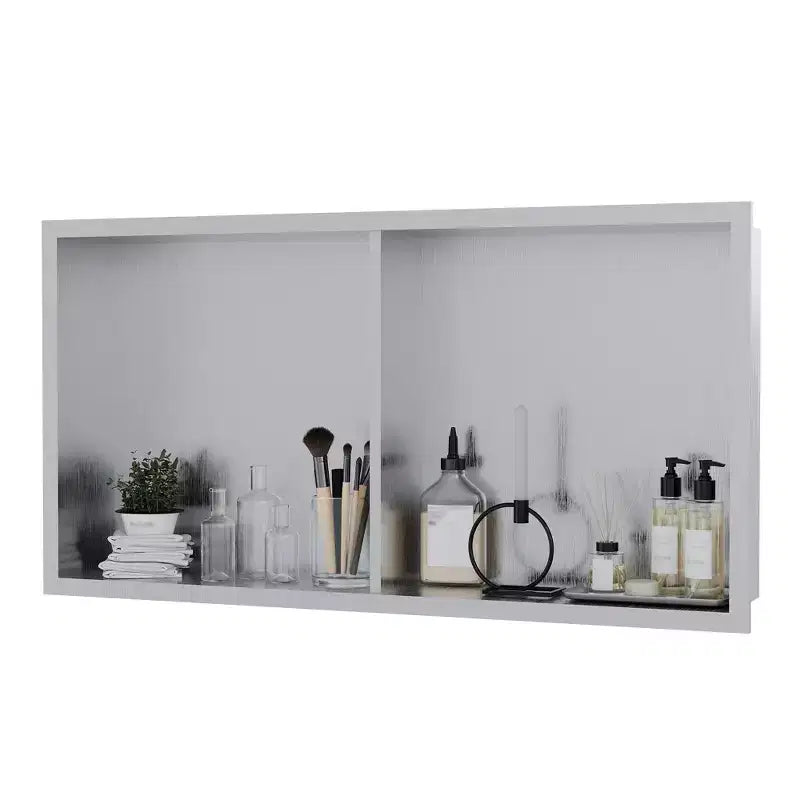 304 Stainless Steel No Tile Shower Niche, Waterproof Recessed Wall Shelf, Brushed Finish, for Bathroom Storage, Multiple Sizes & Compartments
