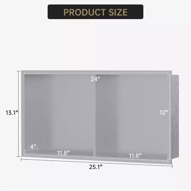 304 Stainless Steel No Tile Shower Niche, Waterproof Recessed Wall Shelf, Brushed Finish, for Bathroom Storage, Multiple Sizes & Compartments