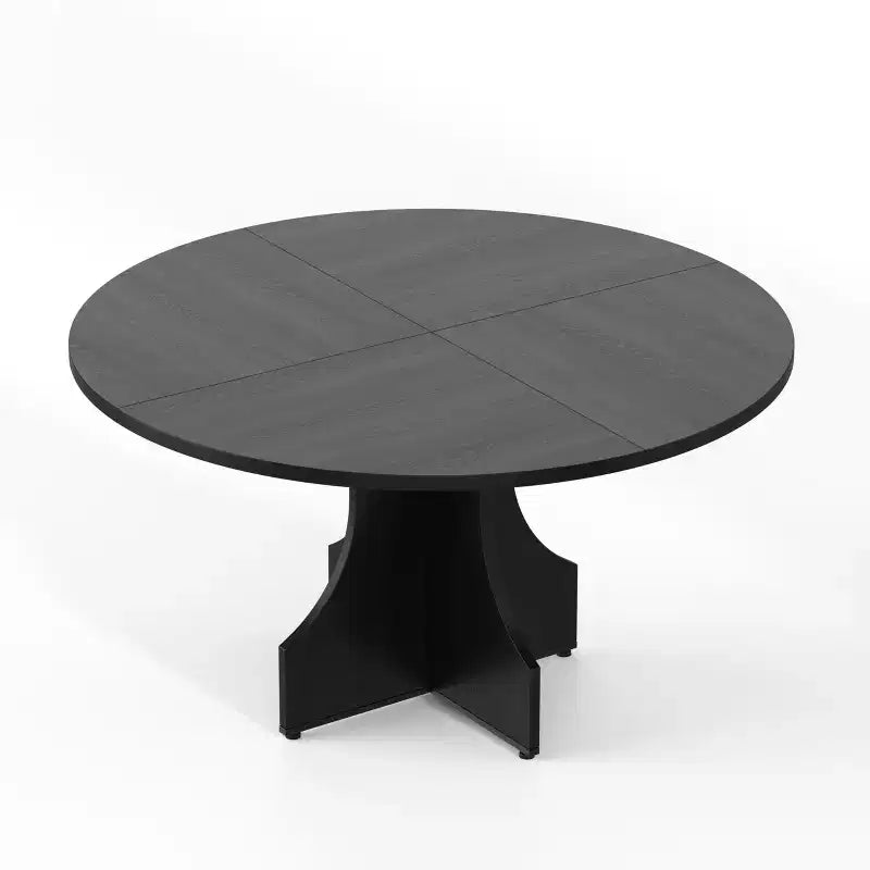 47 Round Dining Table for 4-6, Rustic Farmhouse, Wood Pedestal Base, Easy Assembly, for Small Apartments & Breakfast Nooks