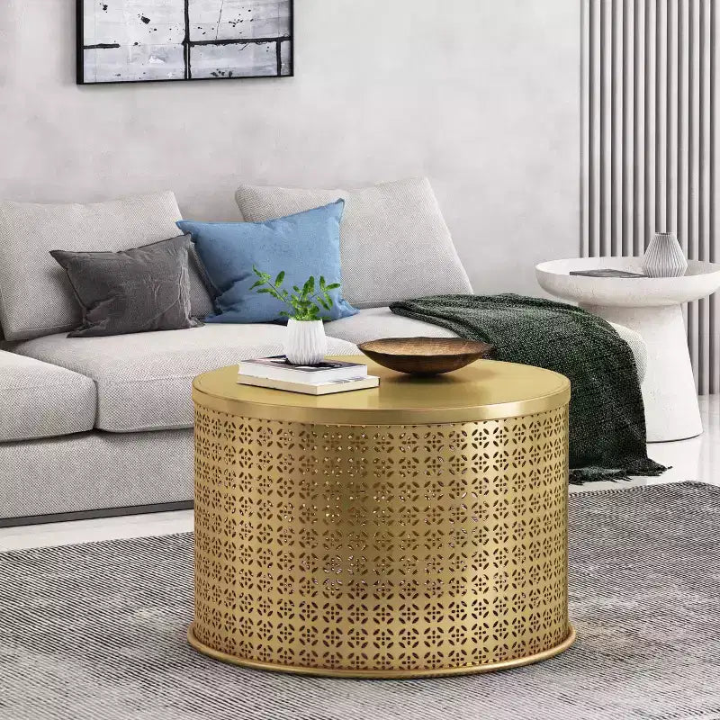 Christopher Knight Home Aria Modern Iron Round Drum Accent Coffee Tab
