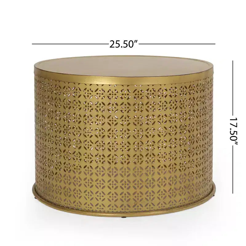 Modern Iron Round Drum Accent Coffee Tab