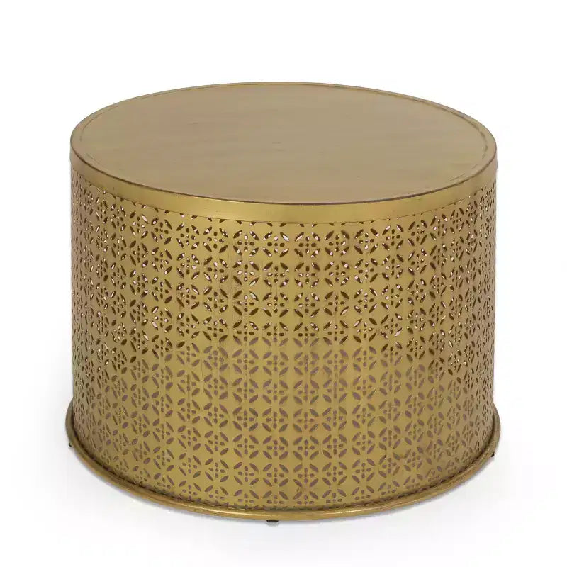 Modern Iron Round Drum Accent Coffee Tab