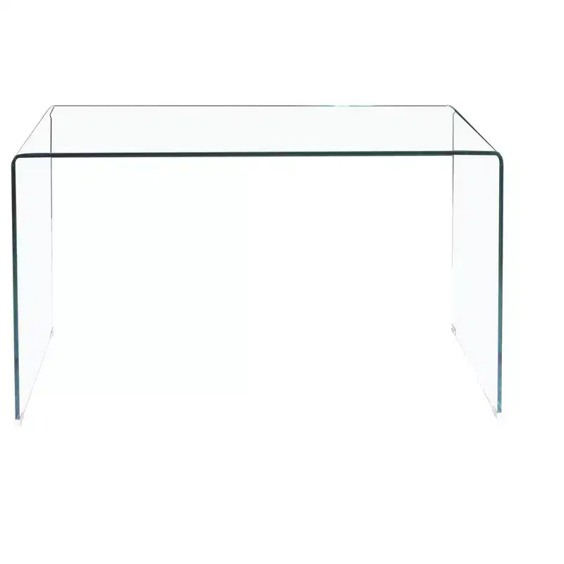 Tempered Glass Console Table with Rounded Edges, Modern Entryway Table for Hallway and Living Room
