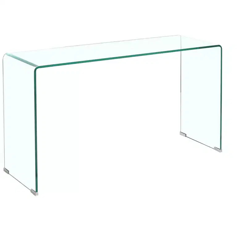 Tempered Glass Console Table with Rounded Edges, Modern Entryway Table for Hallway and Living Room