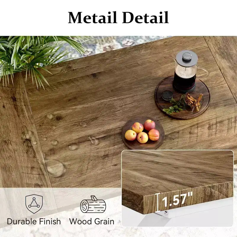 70.8 Farmhouse Dining Table for 6-8 People, Rustic Rectangular Solid Wood Kitchen Table with Metal X-Legs, Water-Resistant & Easy Assembly