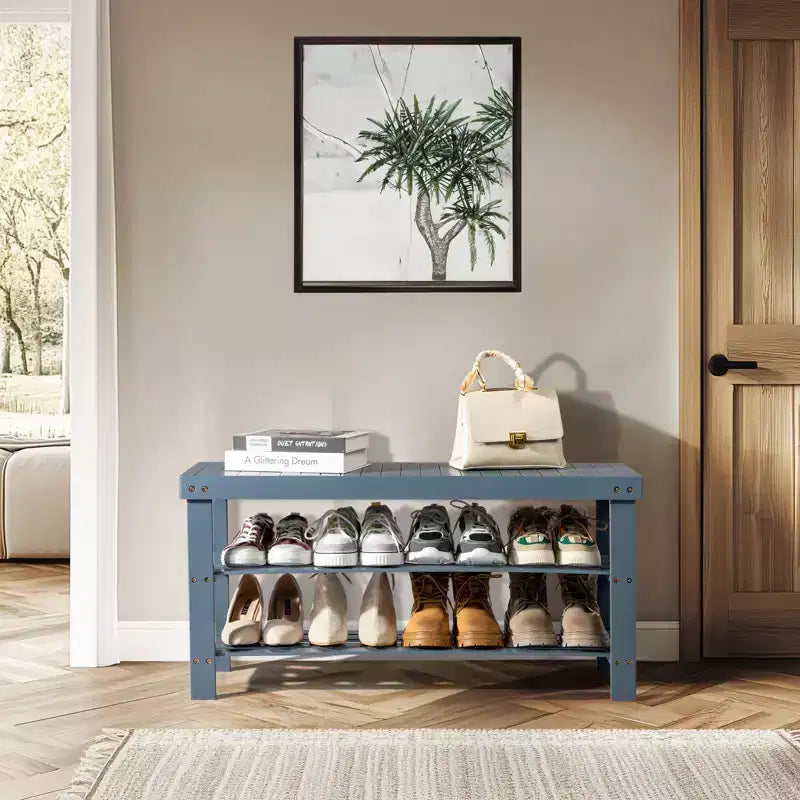 Karl Home 27.6 Inch W 3-Tier Seamless Bamboo Shoe Rack