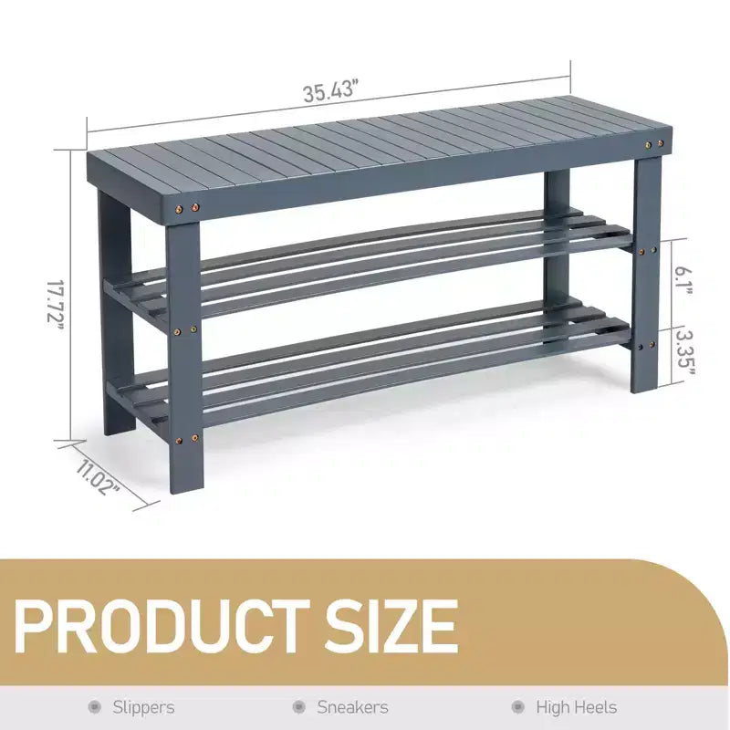 27.6 Inch W 3-Tier Seamless Bamboo Shoe Rack