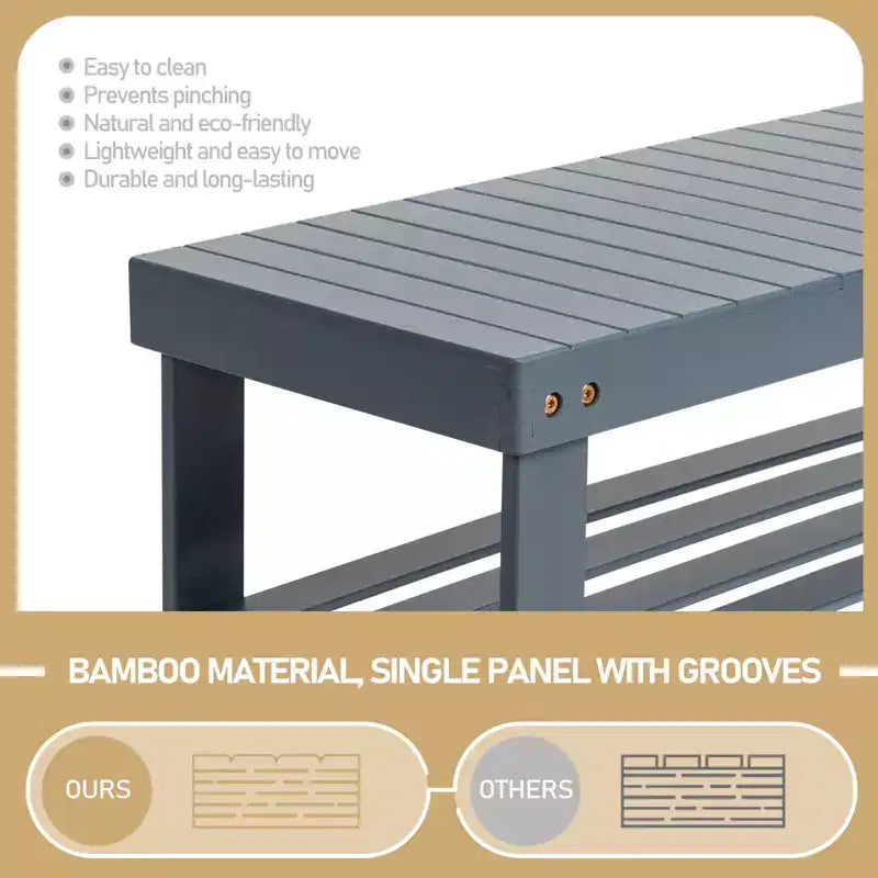 27.6 Inch W 3-Tier Seamless Bamboo Shoe Rack