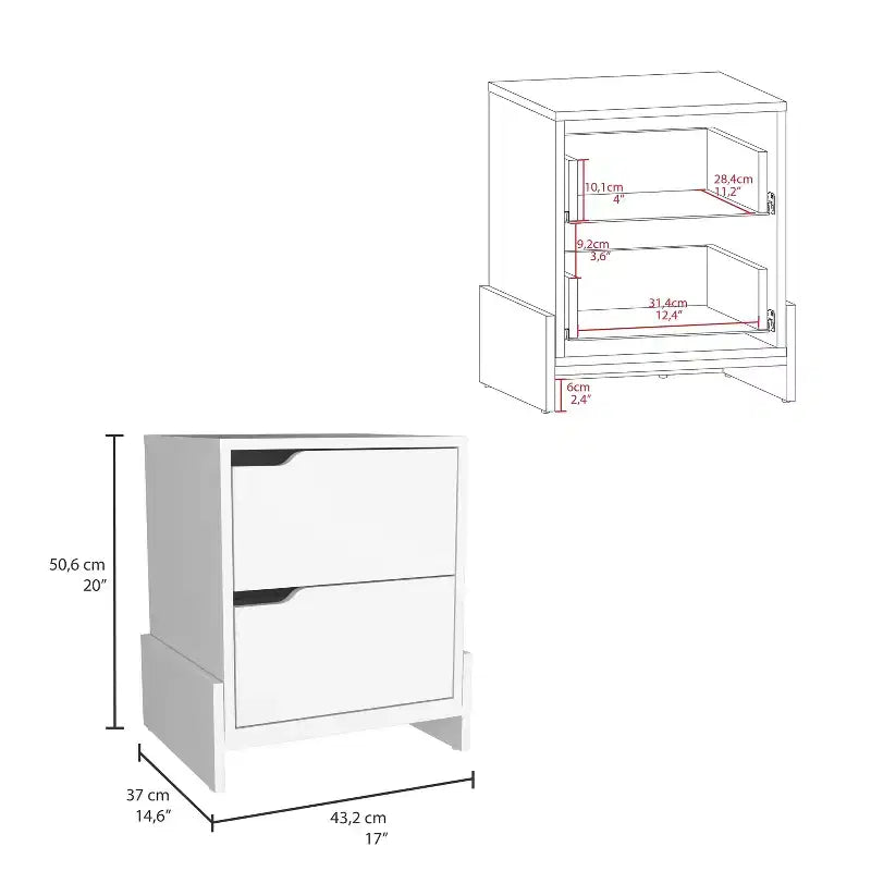 Nightstand, Bedside Table with 2-Drawers is a compact bedside table that helps keep your space.