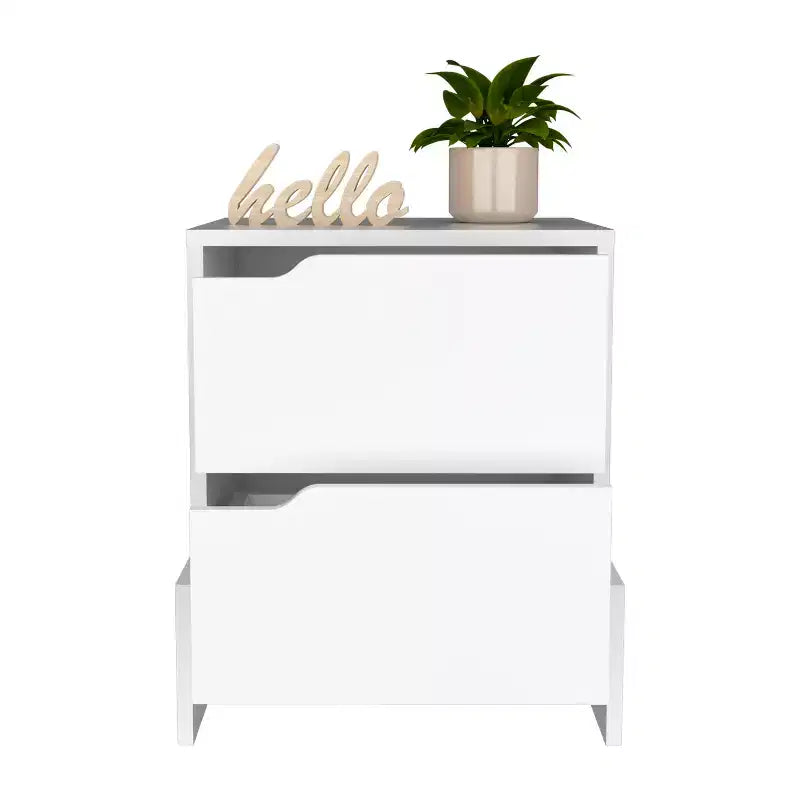 Nightstand, Bedside Table with 2-Drawers is a compact bedside table that helps keep your space.