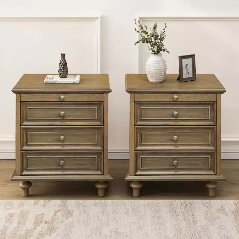 Farmhouse Rustic Farmhouse 2 Drawer Nightstand for Bedroom Living Room