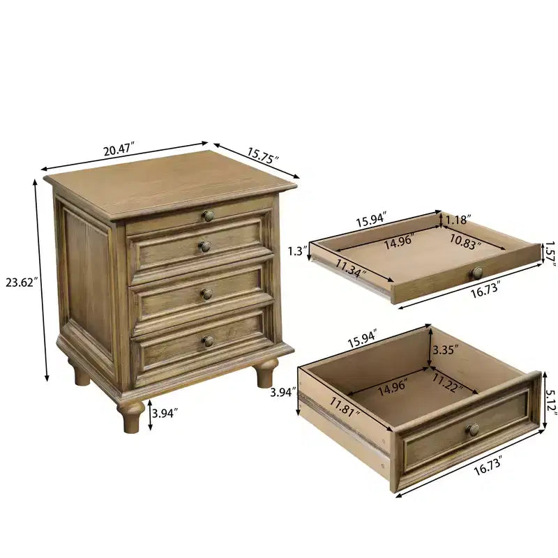 Farmhouse Rustic Farmhouse 2 Drawer Nightstand for Bedroom Living Room