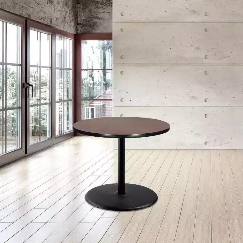 30" Bennet Collection Round Dining Table Black/Mahogany
