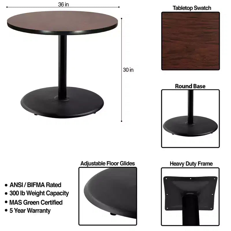 30" Bennet Collection Round Dining Table Black/Mahogany