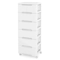 Costway 1/2 PCS 7-Drawer Plastic Rolling Storage Cart with 4 Universal Wheels Dresser Cabinet
