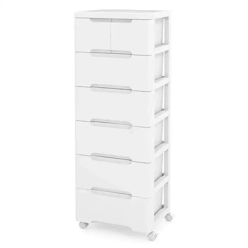 Costway 1/2 PCS 7-Drawer Plastic Rolling Storage Cart with 4 Universal Wheels Dresser Cabinet