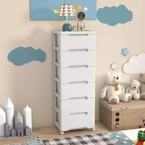 1/2 PCS 7-Drawer Plastic Rolling Storage Cart with 4 Universal Wheels Dresser Cabinet