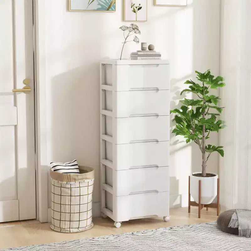 1/2 PCS 7-Drawer Plastic Rolling Storage Cart with 4 Universal Wheels Dresser Cabinet