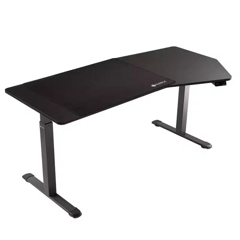 70x29 Unique Shape Office Standing Desk,Smoked Wood,37.99Dx 70'' Wx 29.53- 48.03 H