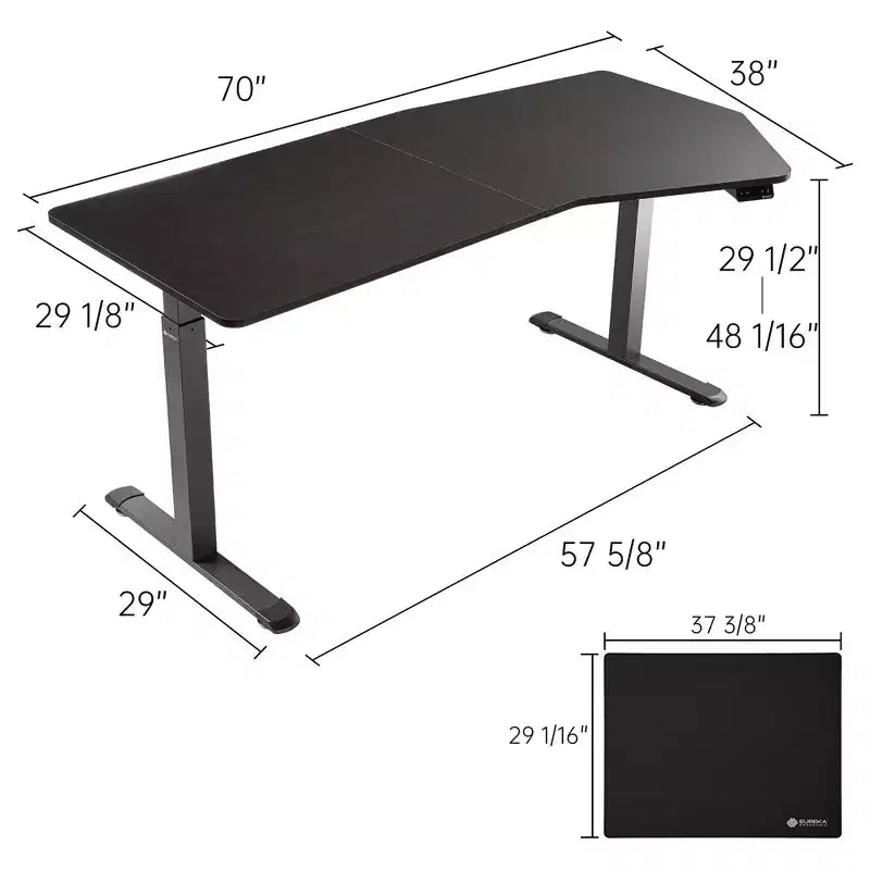 70x29 Unique Shape Office Standing Desk,Smoked Wood,37.99Dx 70'' Wx 29.53- 48.03 H