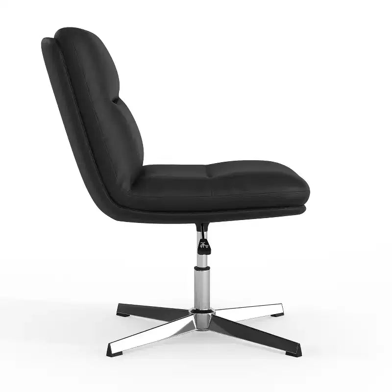 Commercial Mid-Back Padded Upholstered Armless Stationary Task Office Chair with Adjustable Height, Swivel Function, and Frame