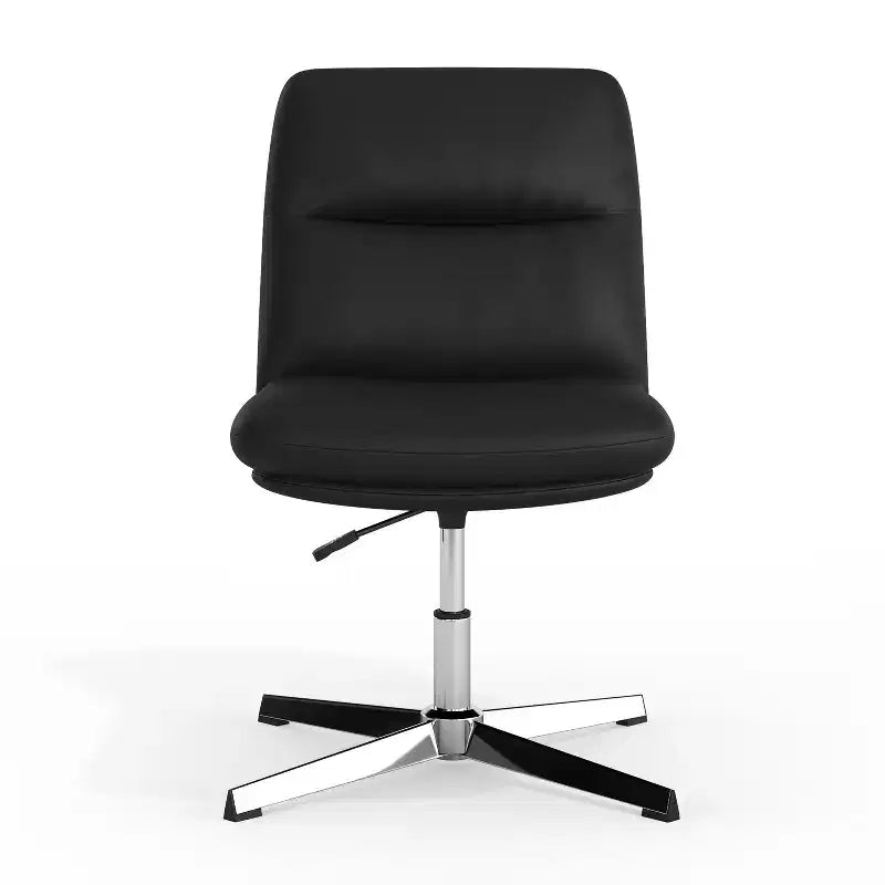 Commercial Mid-Back Padded Upholstered Armless Stationary Task Office Chair with Adjustable Height, Swivel Function, and Frame
