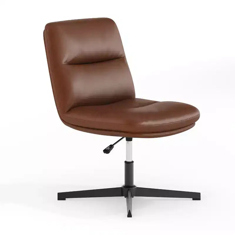 Commercial Mid-Back Padded Upholstered Armless Stationary Task Office Chair with Adjustable Height, Swivel Function, and Frame
