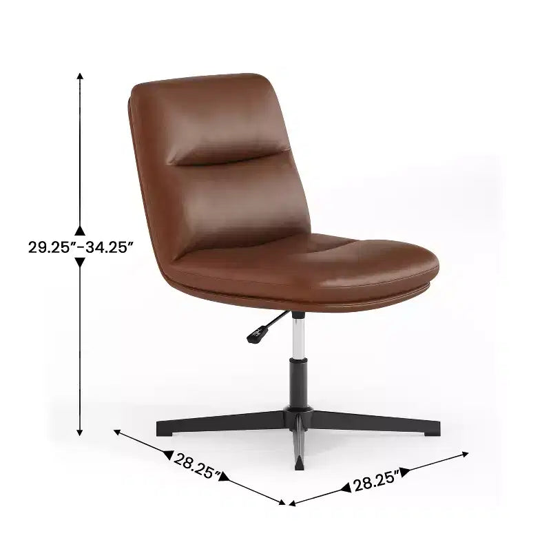 Commercial Mid-Back Padded Upholstered Armless Stationary Task Office Chair with Adjustable Height, Swivel Function, and Frame