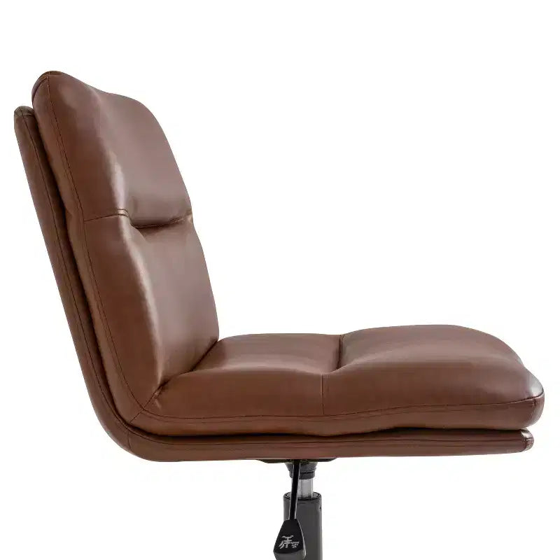 Commercial Mid-Back Padded Upholstered Armless Stationary Task Office Chair with Adjustable Height, Swivel Function, and Frame