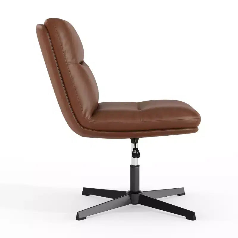 Commercial Mid-Back Padded Upholstered Armless Stationary Task Office Chair with Adjustable Height, Swivel Function, and Frame