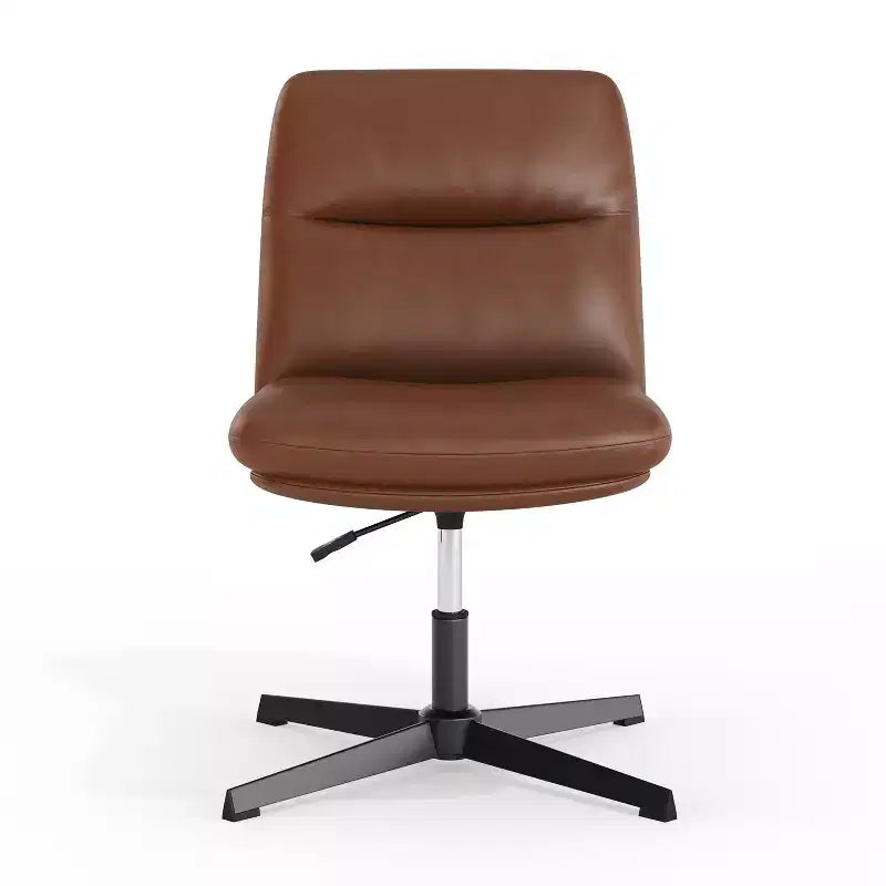 Commercial Mid-Back Padded Upholstered Armless Stationary Task Office Chair with Adjustable Height, Swivel Function, and Frame