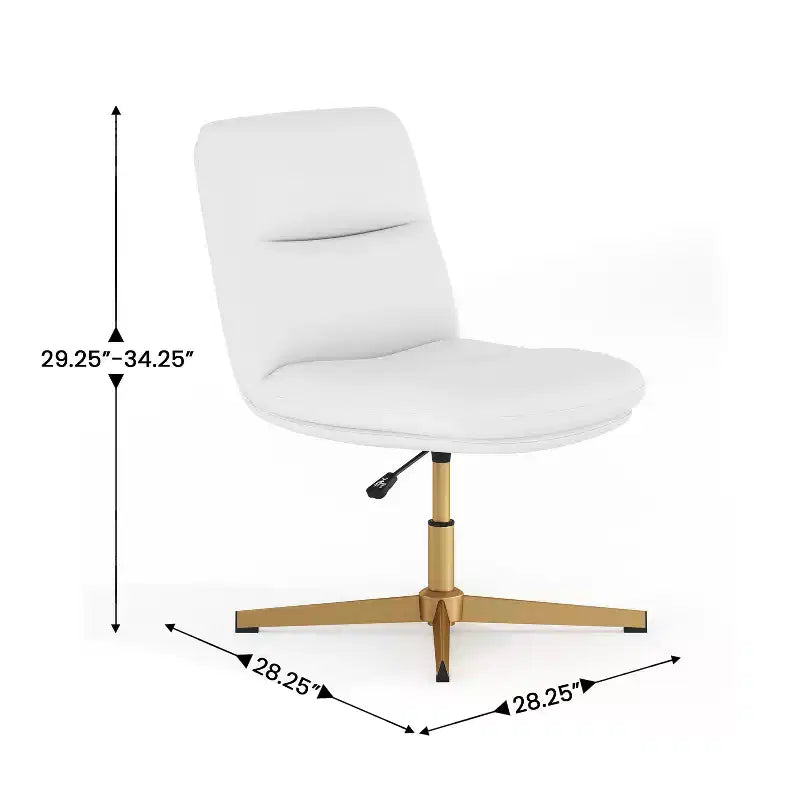 Commercial Mid-Back Padded Upholstered Armless Stationary Task Office Chair with Adjustable Height, Swivel Function, and Frame