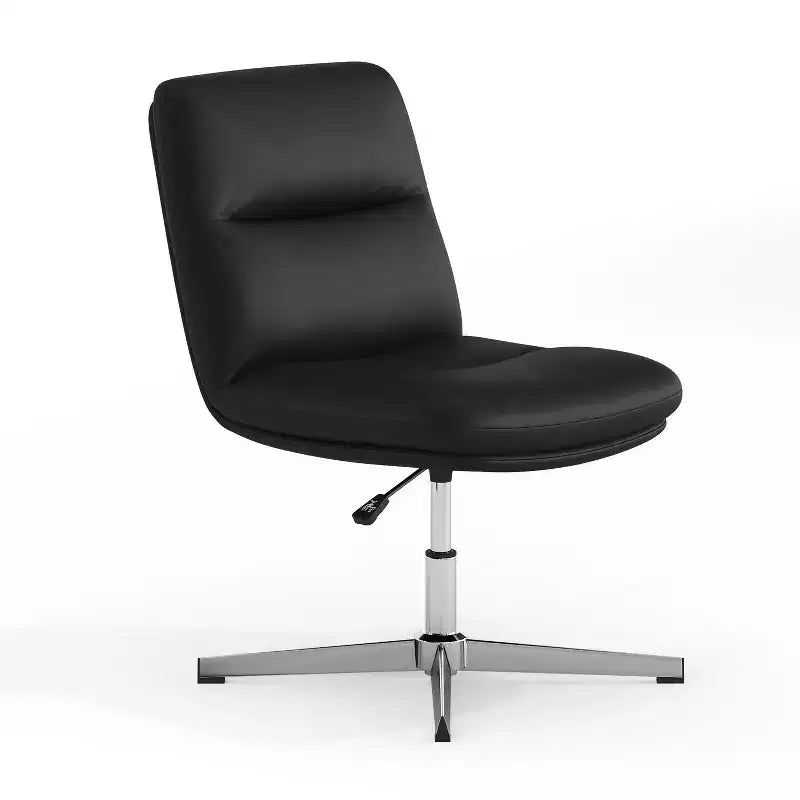 Commercial Mid-Back Padded Upholstered Armless Stationary Task Office Chair with Adjustable Height, Swivel Function, and Frame