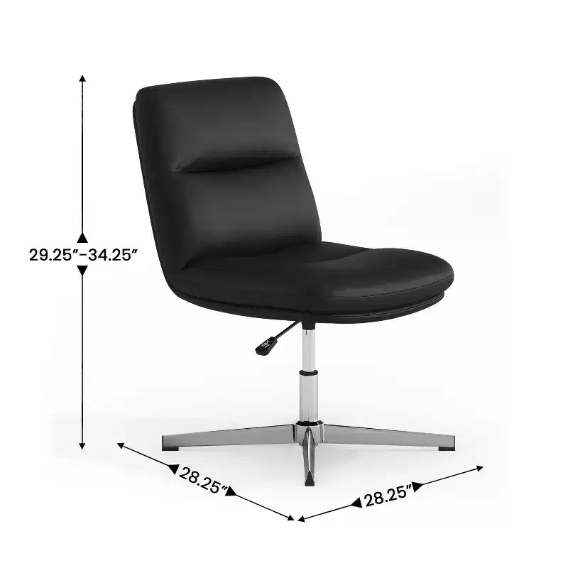 Commercial Mid-Back Padded Upholstered Armless Stationary Task Office Chair with Adjustable Height, Swivel Function, and Frame