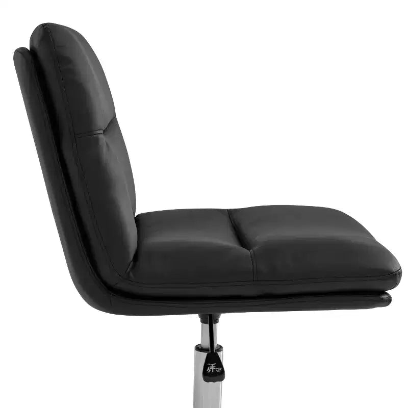 Commercial Mid-Back Padded Upholstered Armless Stationary Task Office Chair with Adjustable Height, Swivel Function, and Frame