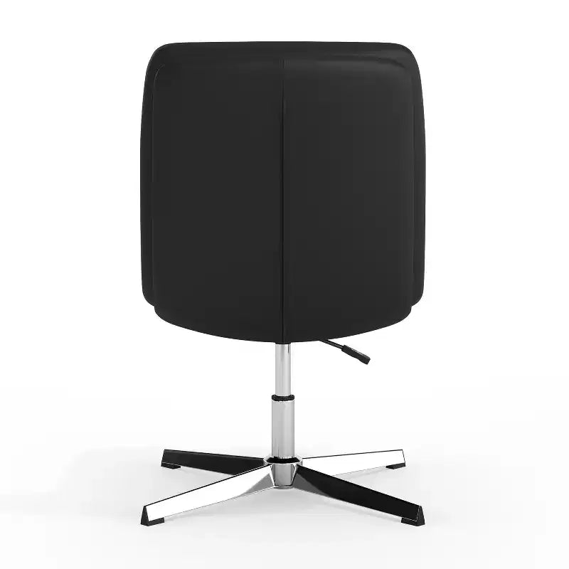 Commercial Mid-Back Padded Upholstered Armless Stationary Task Office Chair with Adjustable Height, Swivel Function, and Frame