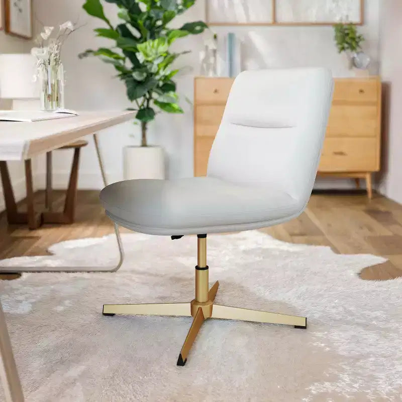 Commercial Mid-Back Padded Upholstered Armless Stationary Task Office Chair with Adjustable Height, Swivel Function, and Frame