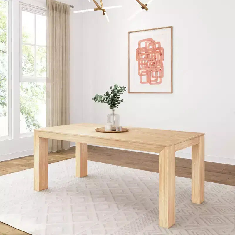 72 Modern Dining Table for 6, Solid Wood Rectangular Dining Table for Kitchen/Dining Room