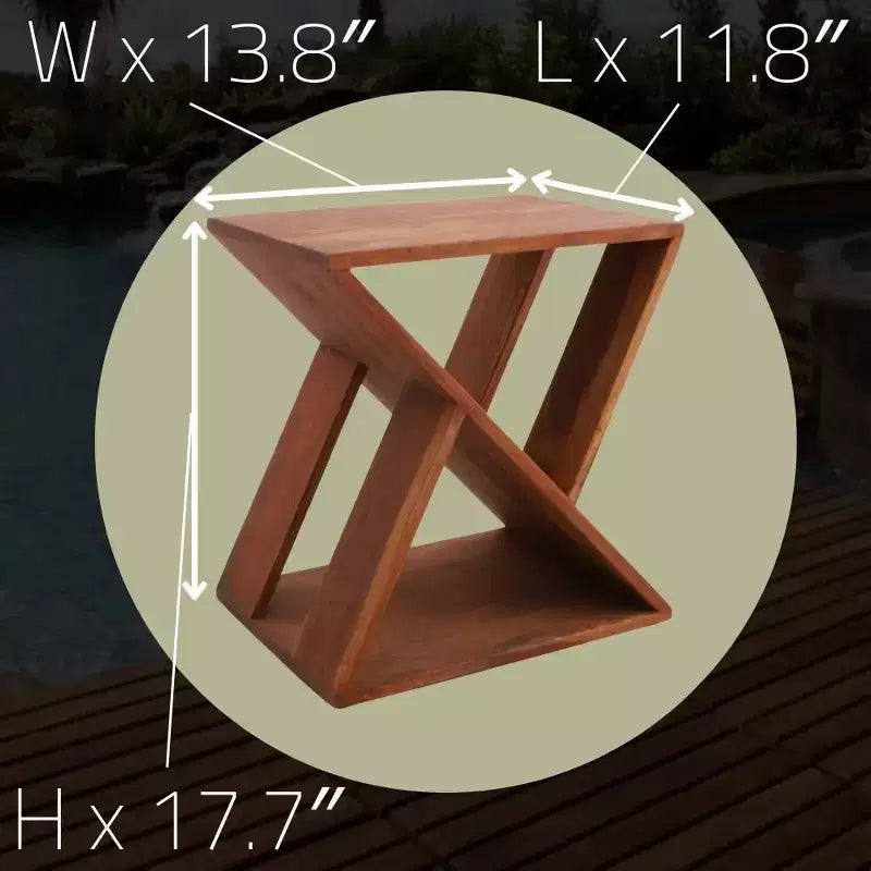 Teak Slatted Stool -Brown