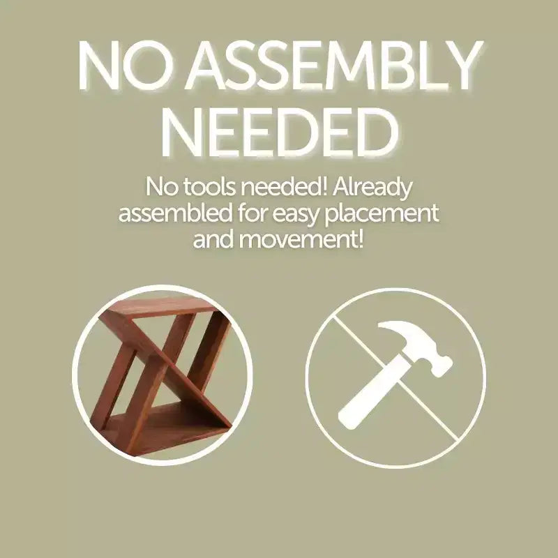 Teak Slatted Stool -Brown