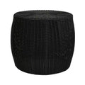 Household Essentials Handwoven Barrel Side Table, Black
