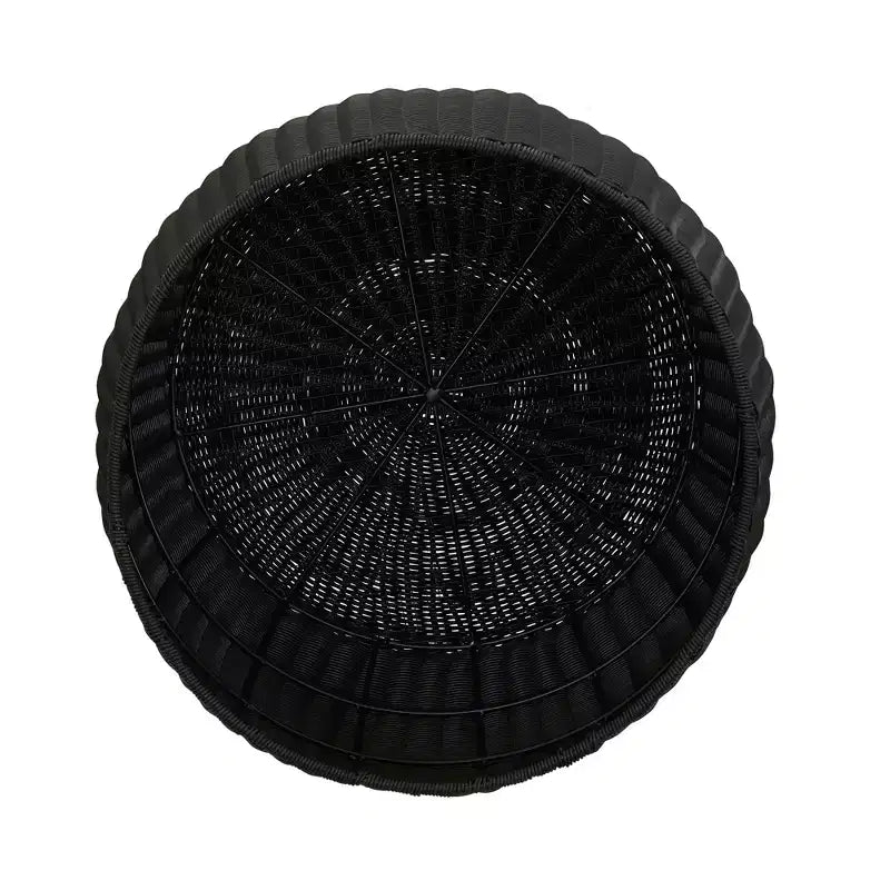 Handwoven Barrel Side Table, Black