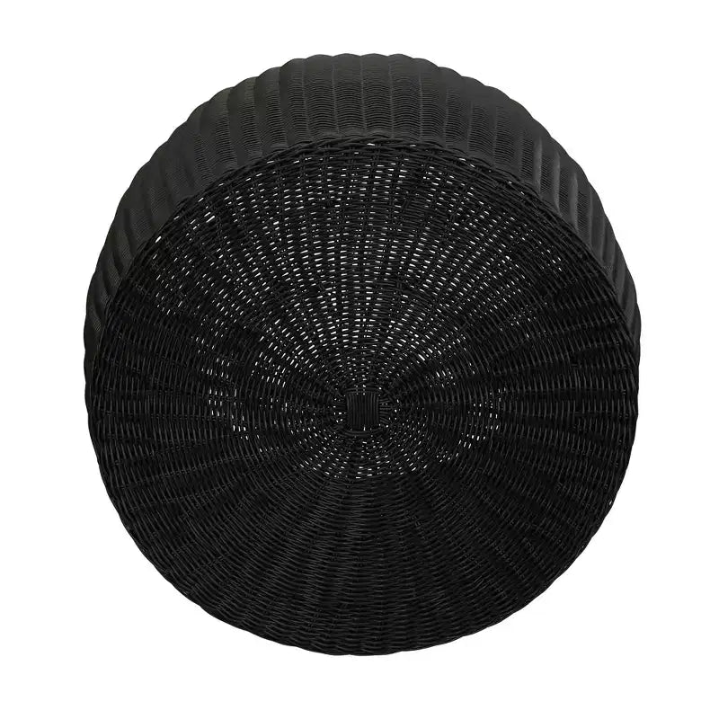 Handwoven Barrel Side Table, Black