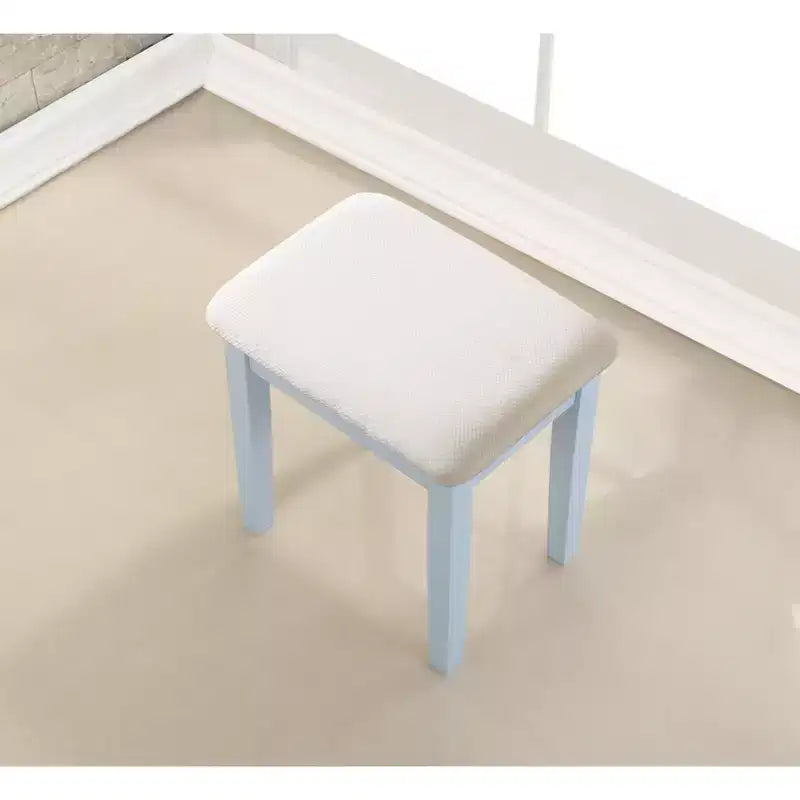 Makeup Vanity Table and Stool Set, Blue