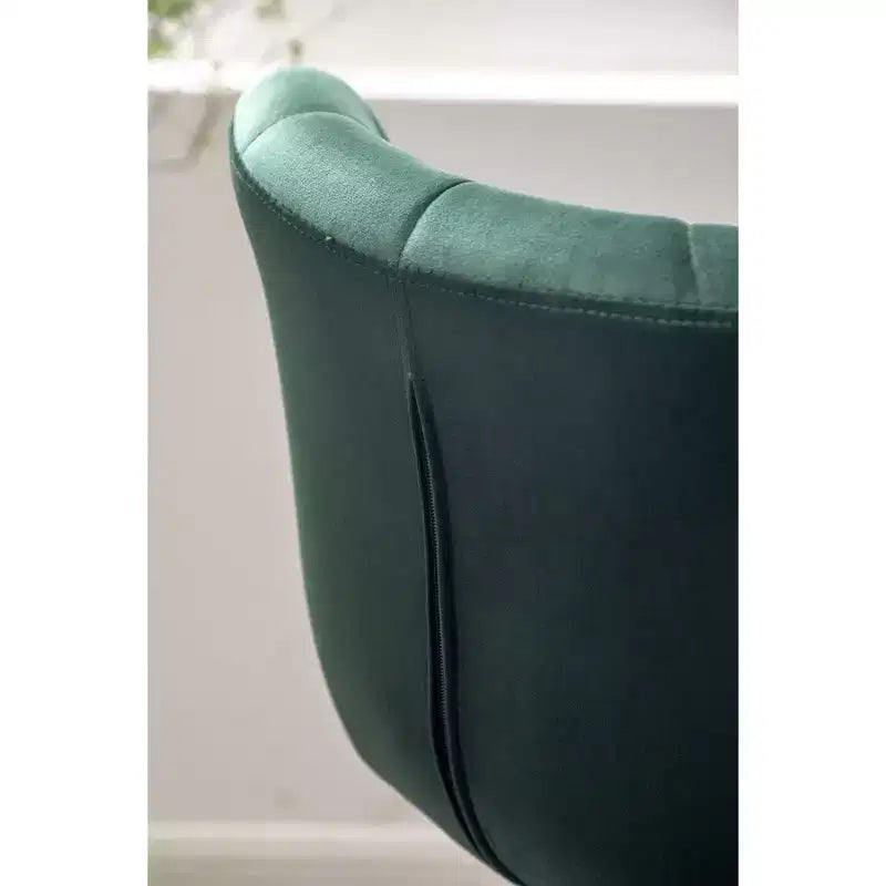 Upholstered Adjustable Swivel Barstools in Green, Set of 2